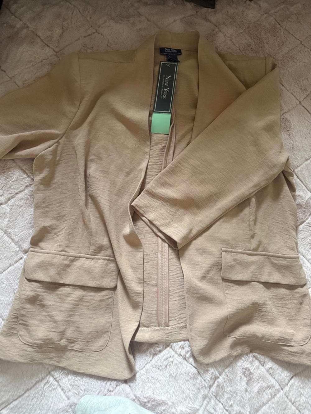 New York & Company Light Beige Open-Front Blazer
